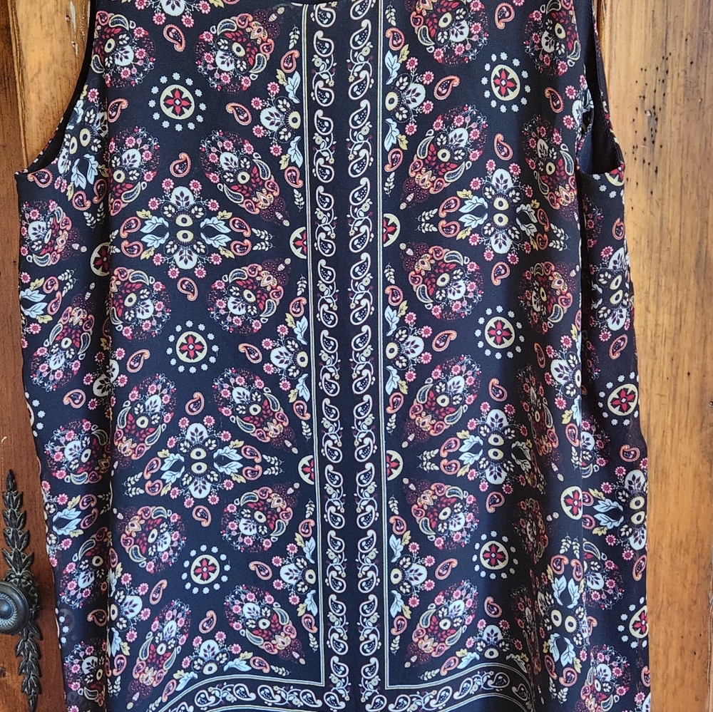 Max Edition Black Paisley Shell with Red and Yellow Floral Motifs